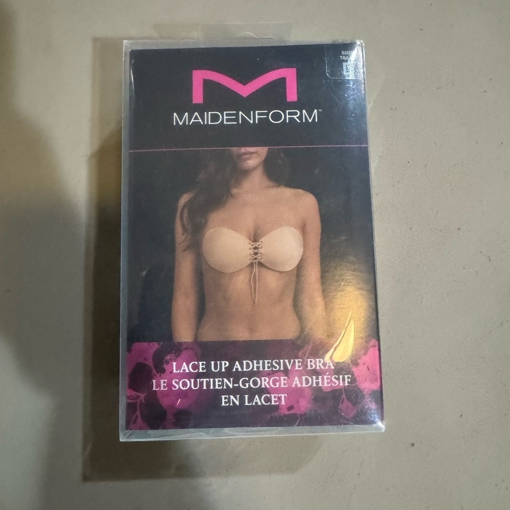Maidenform Women's Lace-Up Adhesive Bra Size D Nude Backless and Strapless New
